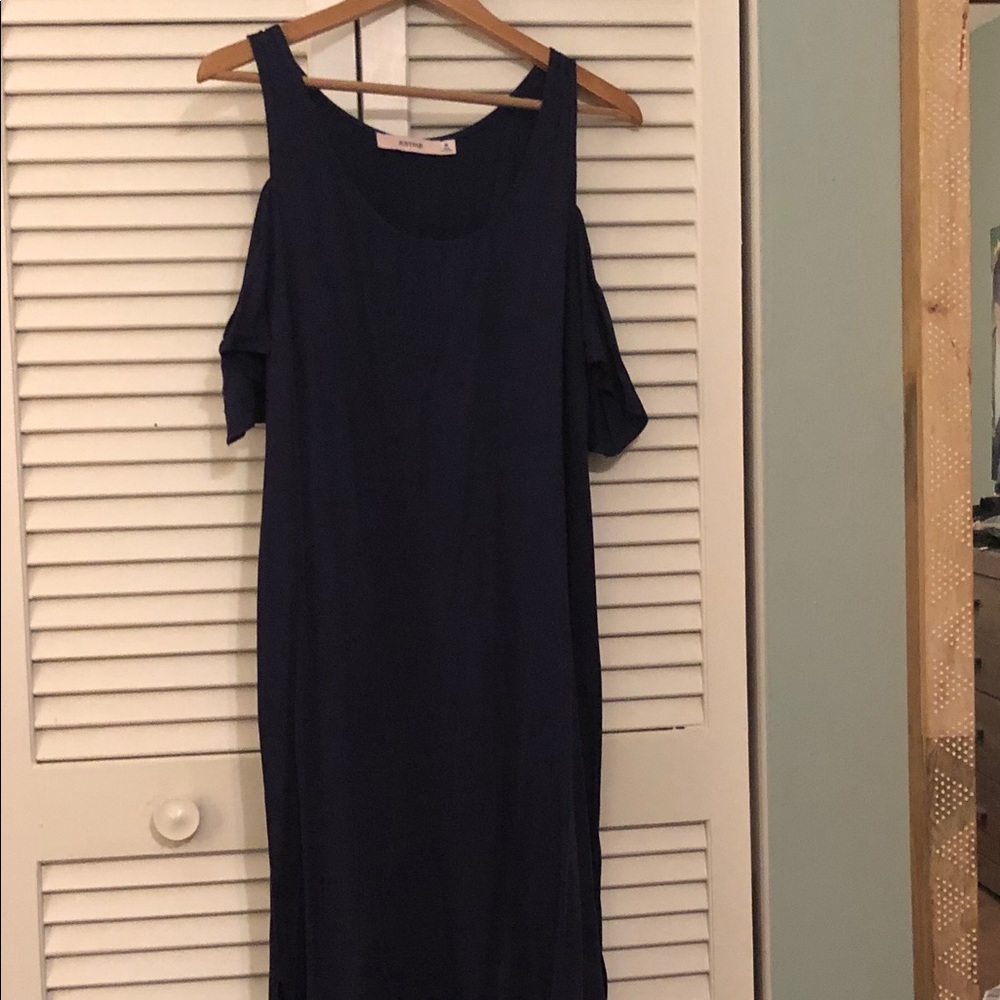 Navy Cold Shoulder Sundress